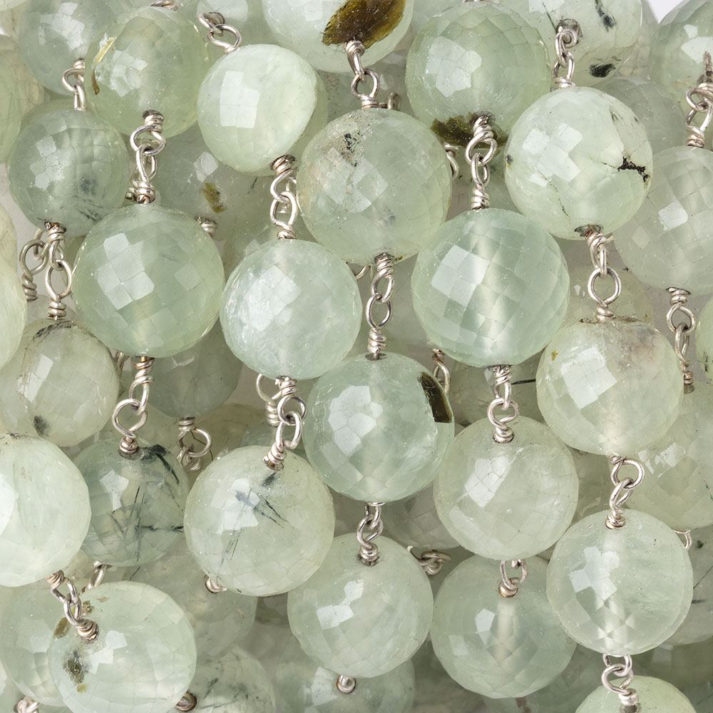8-9.5mm Prehnite Faceted Rounds on .925 Silver Chain