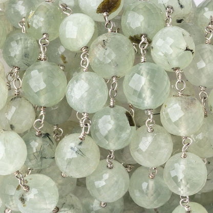 8-9.5mm Prehnite Faceted Rounds on .925 Silver Chain