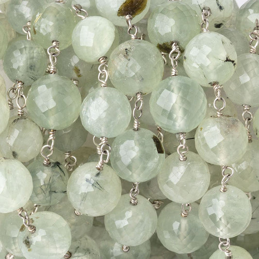 8-9.5mm Prehnite Faceted Rounds on .925 Silver Chain