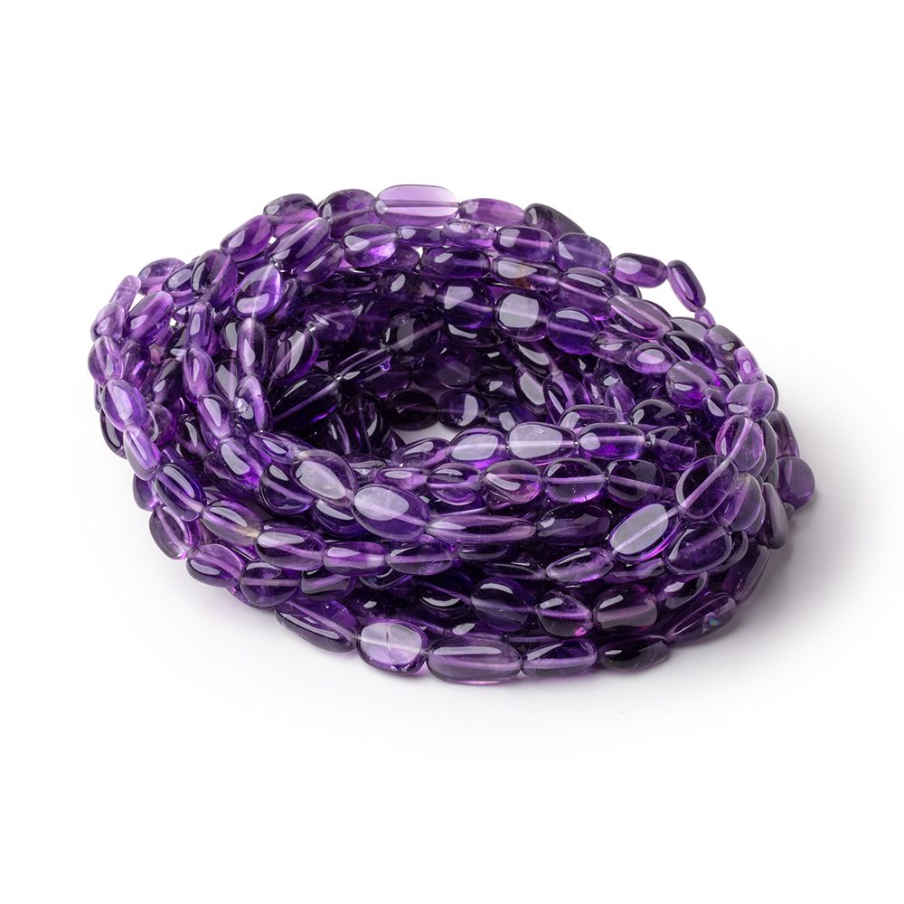 8-9mm Amethyst Plain Oval Beads 16 inch 40 pieces