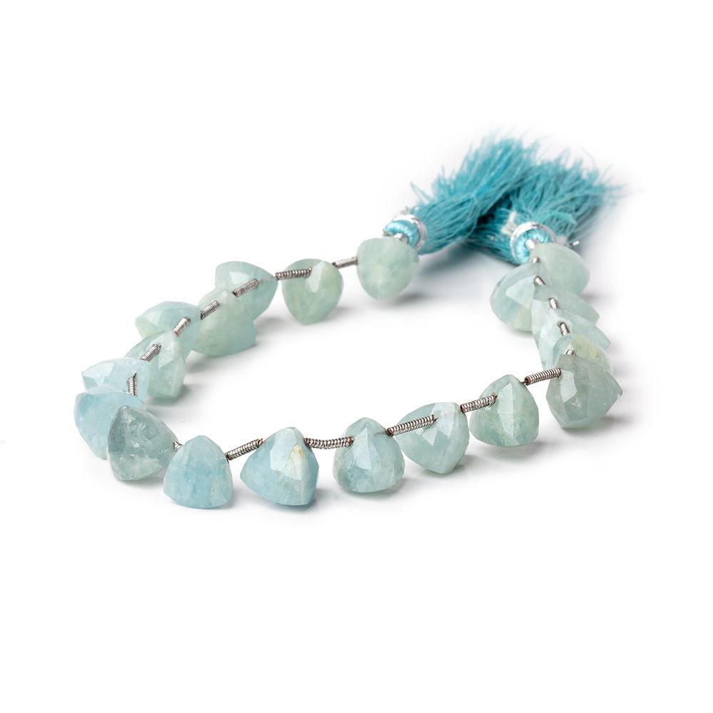 8-9mm Aquamarine Faceted Trillion Beads 6.5 inch 19 pieces
