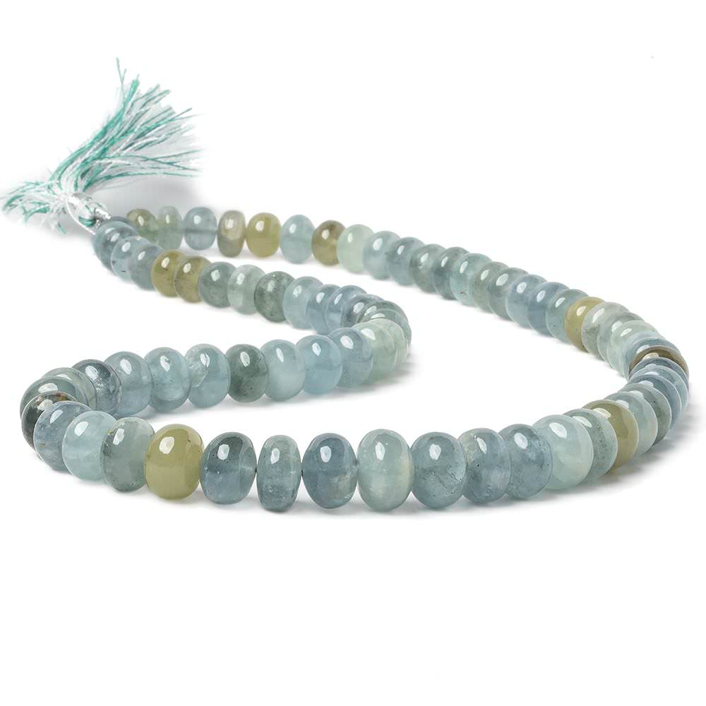 8-9mm Aquamarine plain rondelle Beads AA Grade 16 inch 70 pieces