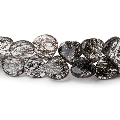 8-9mm Black Tourmalinated Quartz Plain Heart Beads 8 inch 50 pieces