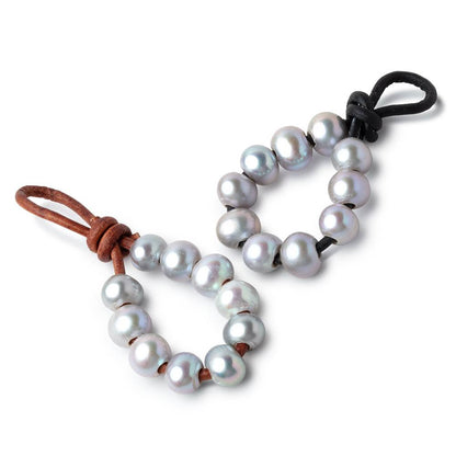 8-9mm Blue Silver Large Hole Off Round Pearls Set of 10