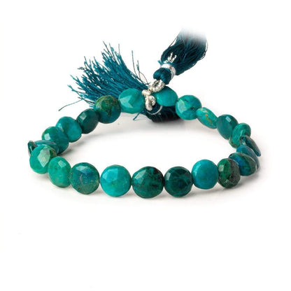 8-9mm Chrysocolla faceted coin beads 8 inch 23 pieces