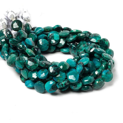 8-9mm Chrysocolla faceted coin beads 8 inch 23 pieces