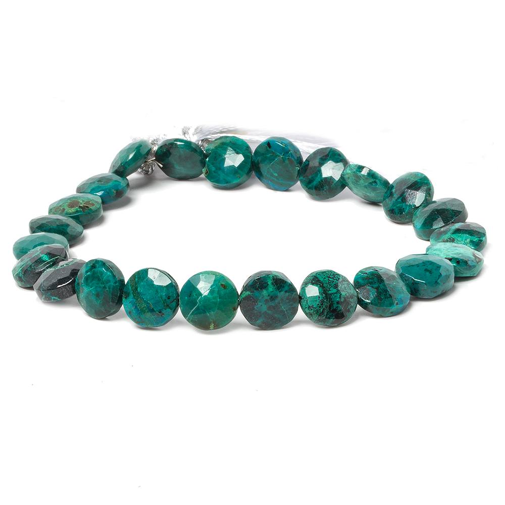 8-9mm Chrysocolla faceted coin beads 8 inch 23 pieces