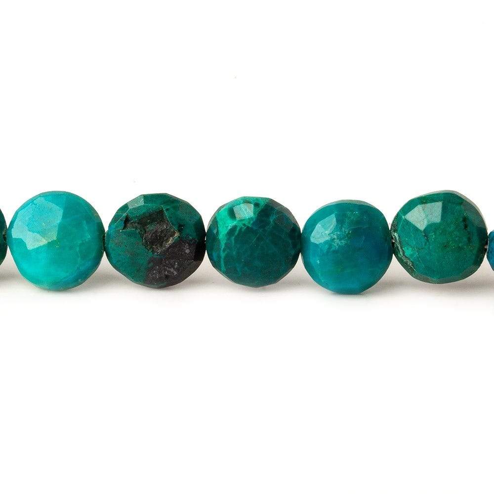 8-9mm Chrysocolla faceted coin beads 8 inch 23 pieces