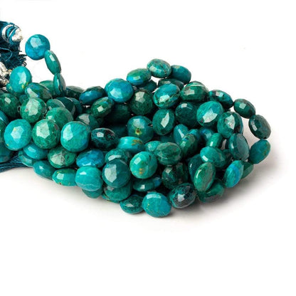 8-9mm Chrysocolla faceted coin beads 8 inch 23 pieces
