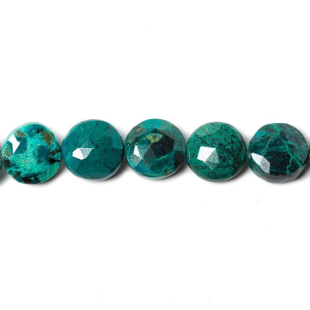8-9mm Chrysocolla faceted coin beads 8 inch 23 pieces