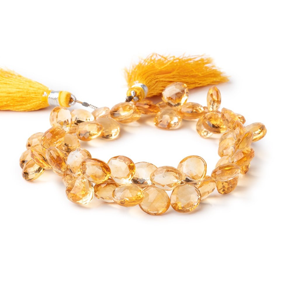 8-9mm Citrine Faceted Heart Beads 8 inch 53 pieces