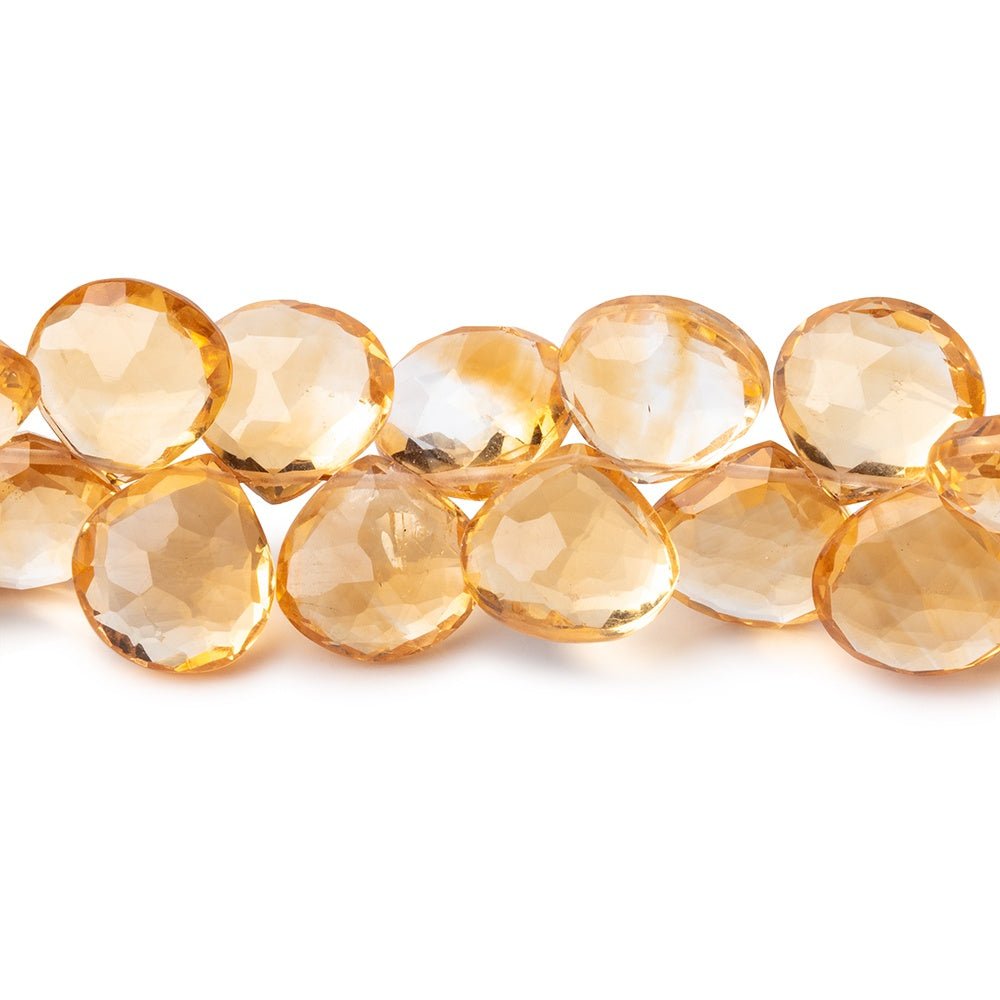 8-9mm Citrine Faceted Heart Beads 8 inch 53 pieces