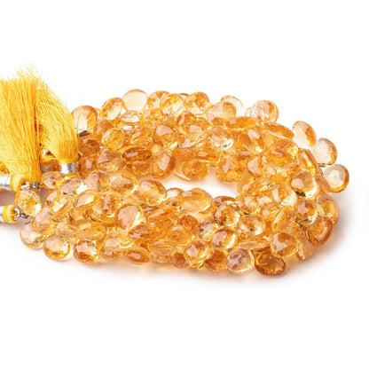 8-9mm Citrine Faceted Heart Beads 8 inch 53 pieces