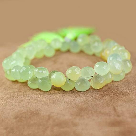 8-9mm Citrus Yellow Green Chalcedony Candy Kiss Beads 8.25 inch 57 pieces
