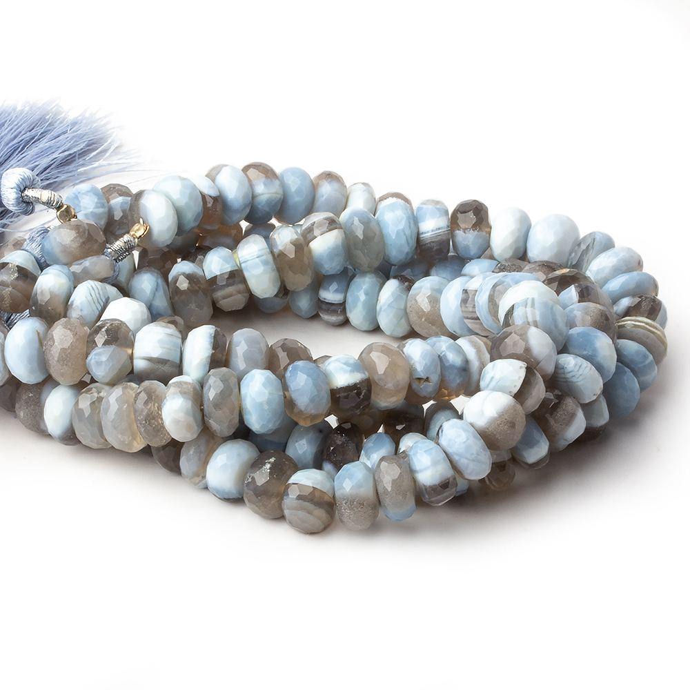 8-9mm Denim Blue Owyhee Opal faceted rondelle beads 8 inch 38 pieces