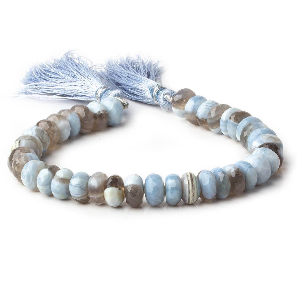 8-9mm Denim Blue Owyhee Opal faceted rondelle beads 8 inch 38 pieces