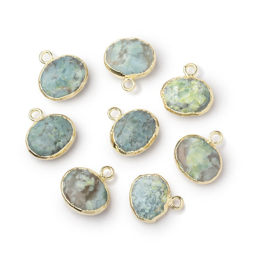 8-9mm Gold Leafed Blue Opal Faceted Oval Focal 1 piece