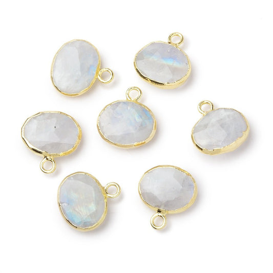 8-9mm Gold Leafed Rainbow Moonstone Faceted Oval Focal 1 piece