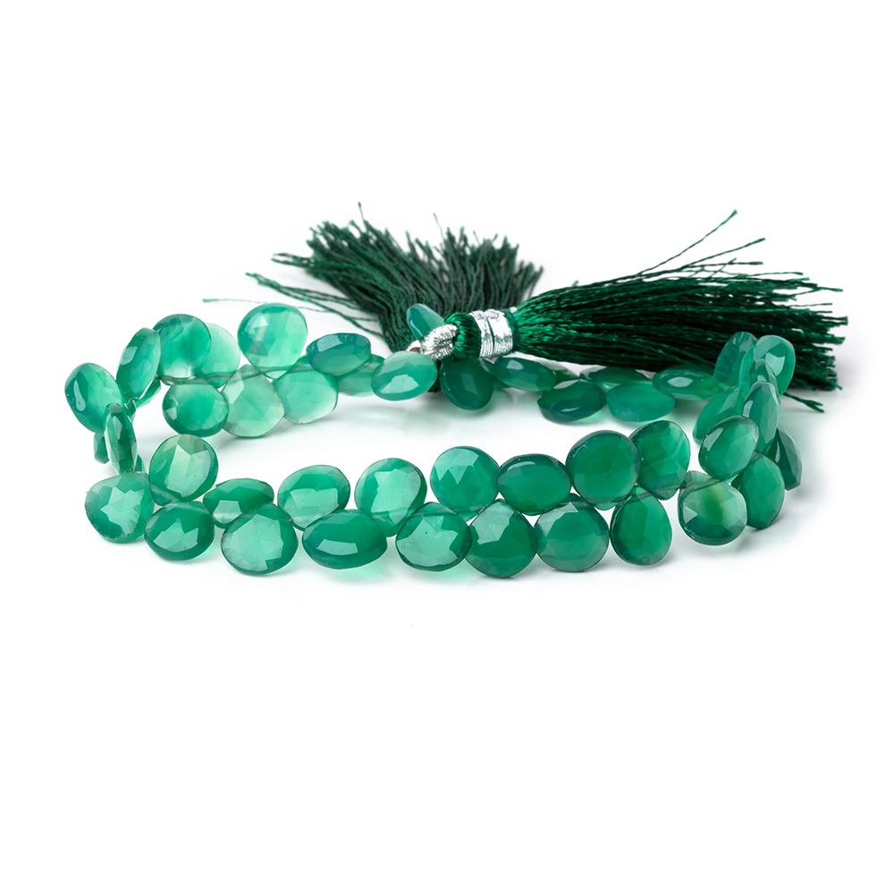 8-9mm Green Onyx Faceted Heart Beads 8 inch 50 pieces