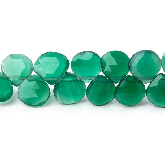 8-9mm Green Onyx Faceted Heart Beads 8 inch 50 pieces