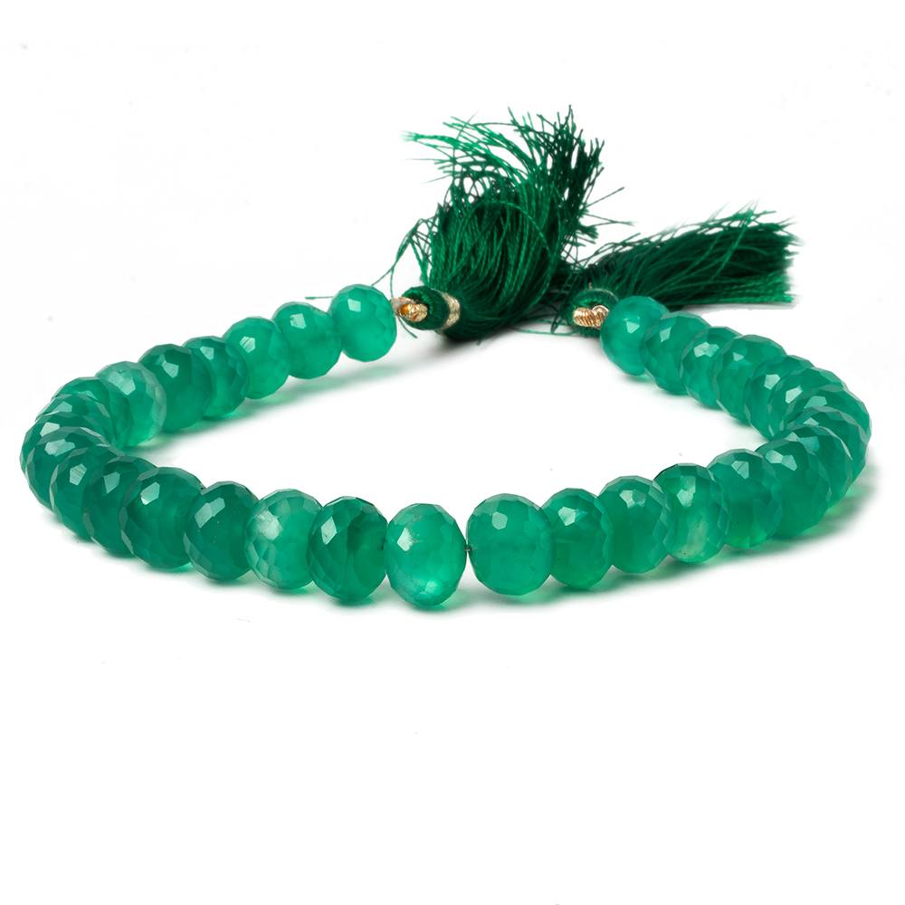 8-9mm Green Onyx Faceted Rondelle Beads 8 inch 33 pieces