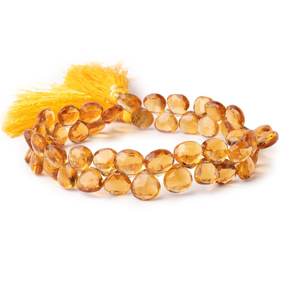 8-9mm Madeira Citrine Faceted Heart Beads 8 inch 49 pieces