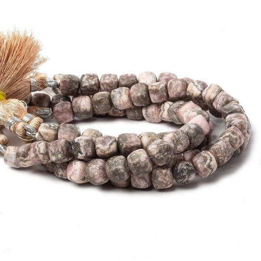 8-9mm Matte Chocolate Rhodochrosite plain cube beads 7.5 inch 22 pieces