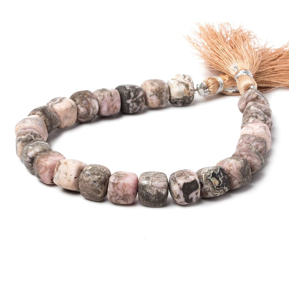 8-9mm Matte Chocolate Rhodochrosite plain cube beads 7.5 inch 22 pieces