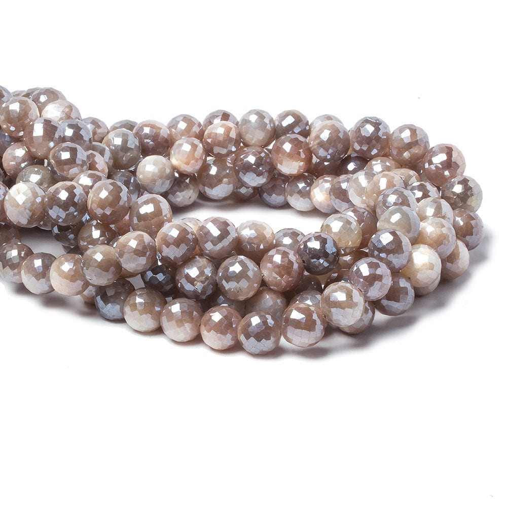 8-9mm Mystic Multi Grey Moonstone faceted rounds 14 inch 39 pieces