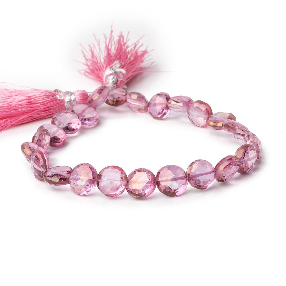 9-9.5mm Mystic Pink Topaz Faceted Coin beads 8 inch 23 pieces