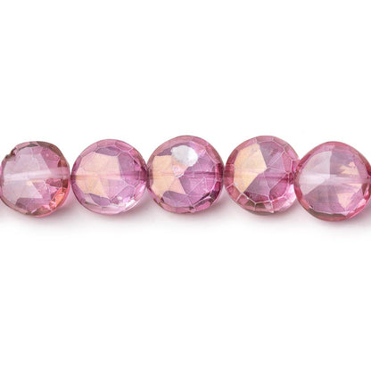 9-9.5mm Mystic Pink Topaz Faceted Coin beads 8 inch 23 pieces