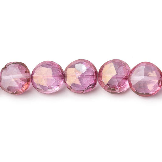 9-9.5mm Mystic Pink Topaz Faceted Coin beads 8 inch 23 pieces