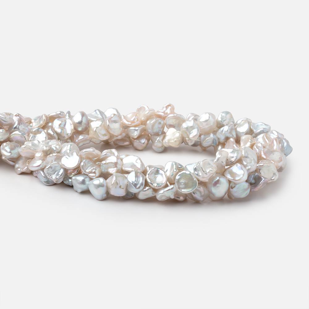 8-9mm Off White Keshi Side Drilled Freshwater Pearl 15.5 inch 51 Beads