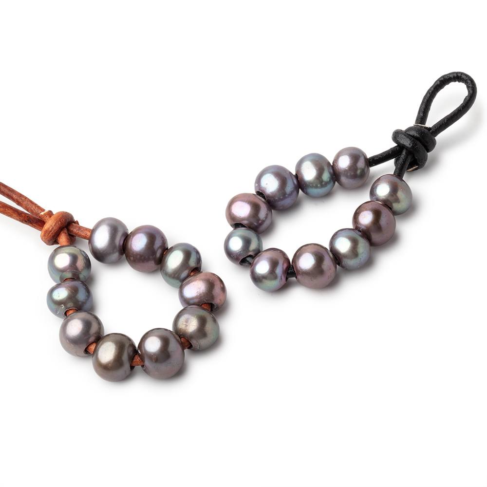 8-9mm Peacock Large Hole Off Round Pearls Set of 10