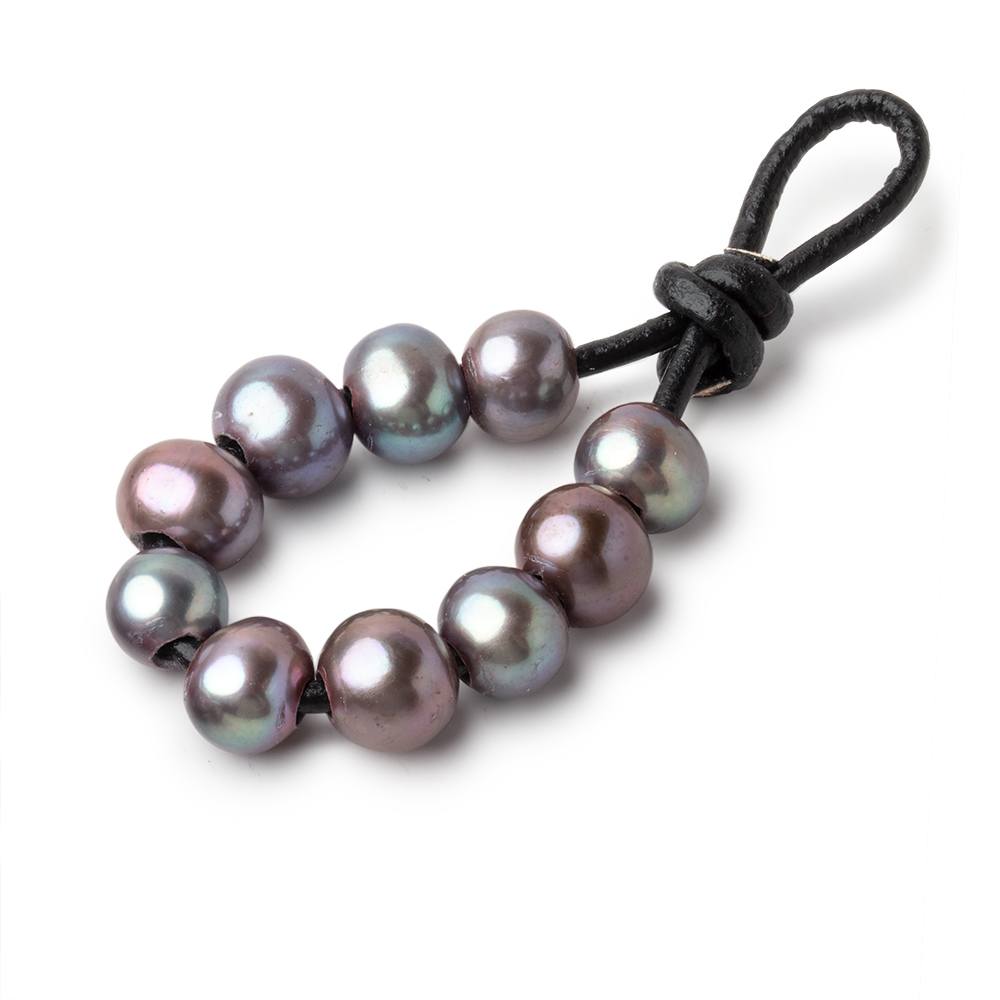 8-9mm Peacock Large Hole Off Round Pearls Set of 10