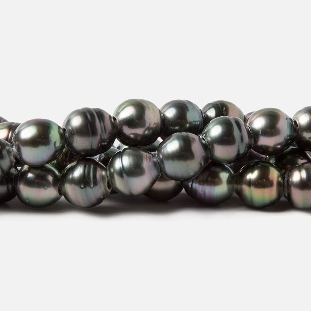 8-9mm Peacock Tahitian Ringed Saltwater Large Hole Pearls 12 pieces
