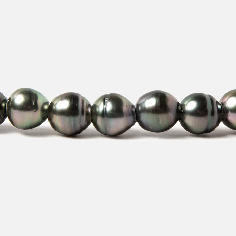 8-9mm Peacock Tahitian Ringed Saltwater Large Hole Pearls 12 pieces