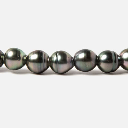 8-9mm Peacock Tahitian Ringed Saltwater Large Hole Pearls 12 pieces