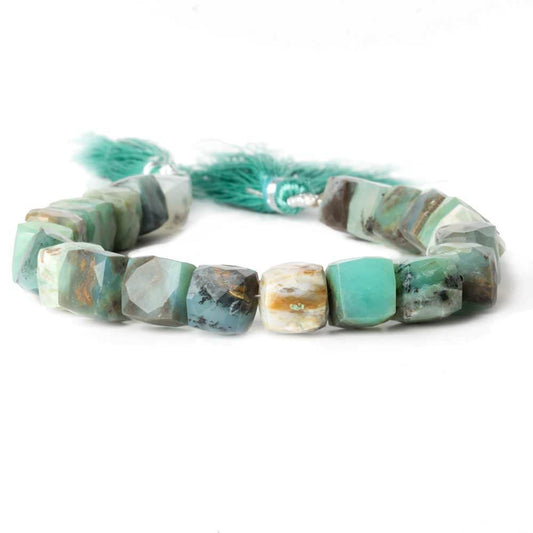 8-9mm Peruvian Blue Opal faceted cube beads 8 inch 23 pieces