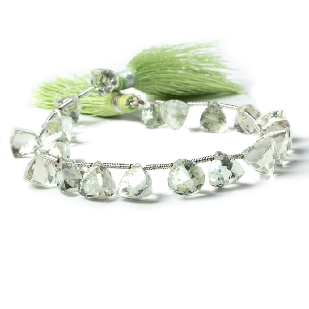 8-9mm Prasiolite Beads Top Drilled Trillion 21 pieces