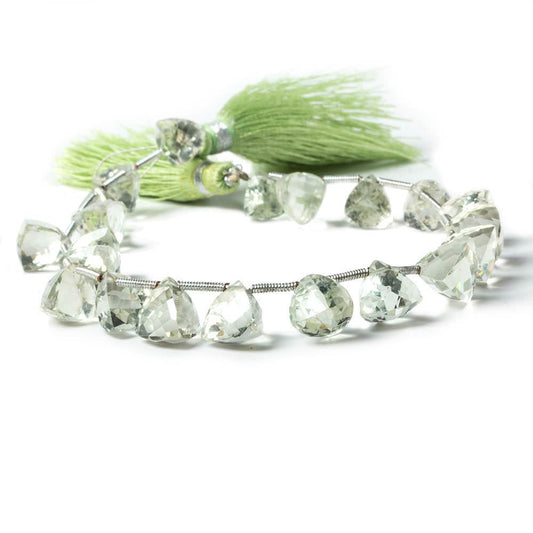 8-9mm Prasiolite Beads Top Drilled Trillion 21 pieces