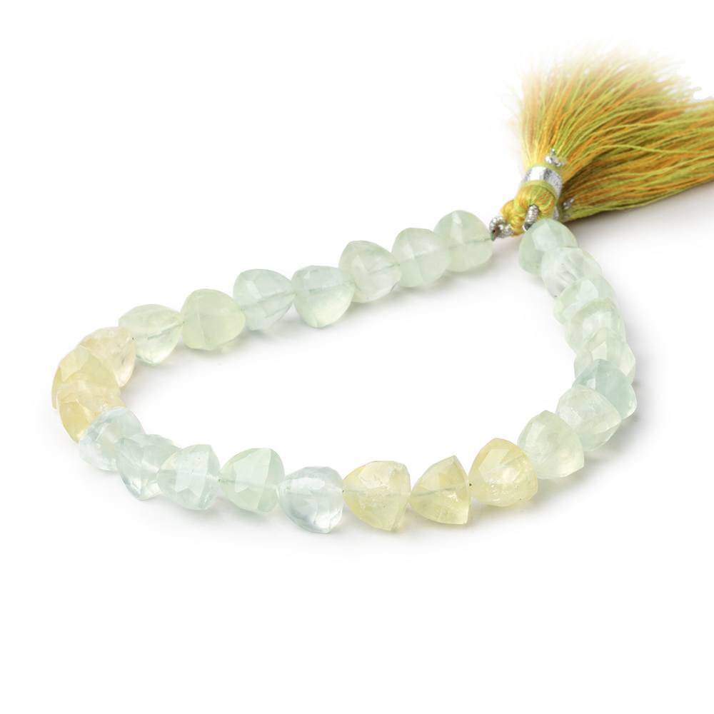 8-9mm Prehnite Faceted Trillion Beads 8 inch 22 pieces