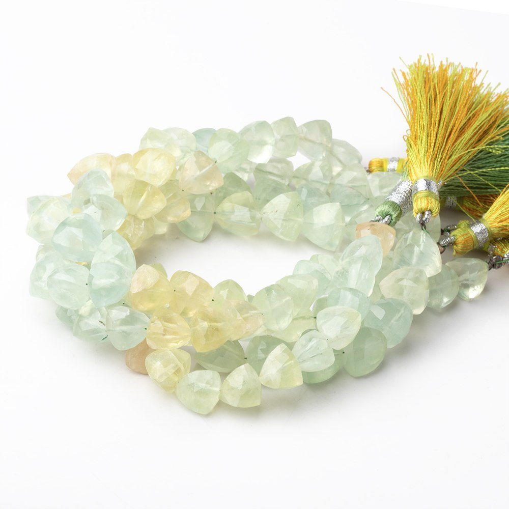 8-9mm Prehnite Faceted Trillion Beads 8 inch 22 pieces