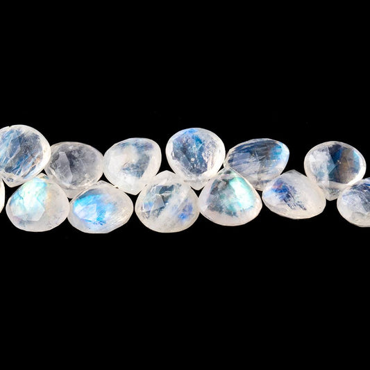 8-9mm Rainbow Moonstone Faceted Heart Beads 8 inch 48 pieces