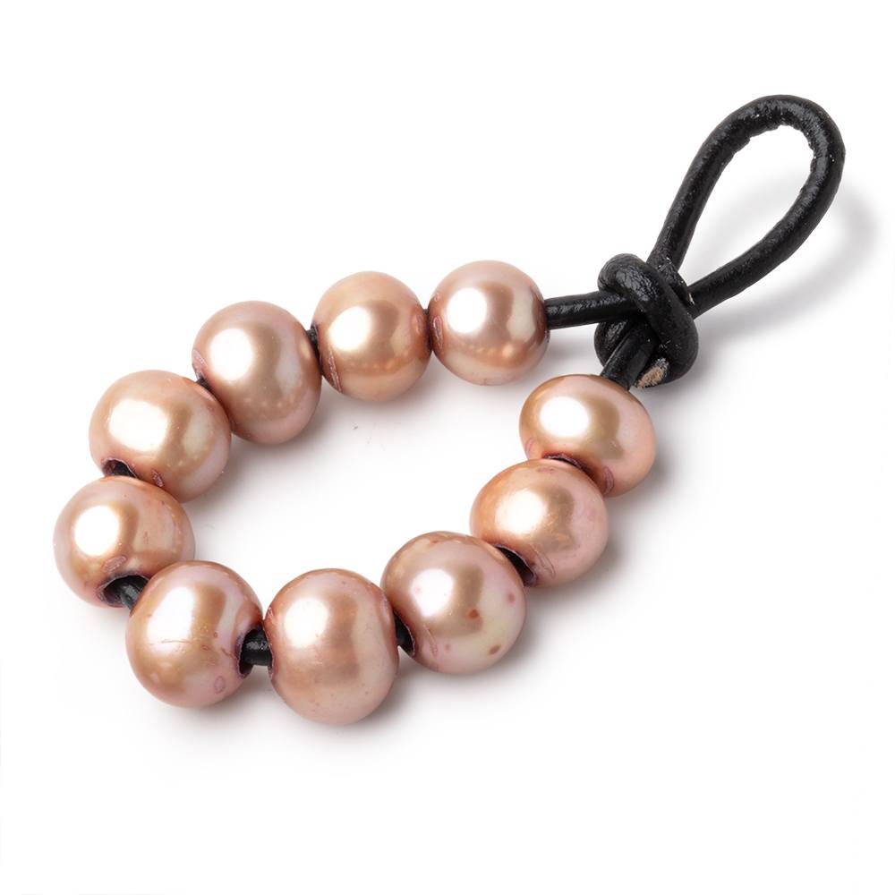8-9mm Rosé Champagne Large Hole Off Round Pearls Set of 10