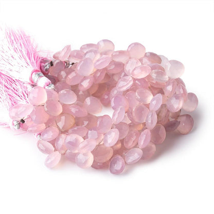 8-9mm Rose Pink Chalcedony Faceted Heart Beads 6 inch 40 pieces