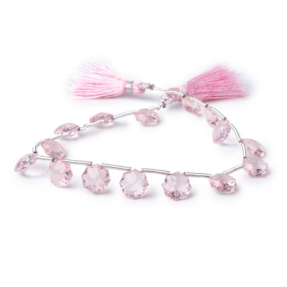 8-9mm Rose Quartz Concave Faceted Starburst Beads 8.5 inch 15 pieces AAA