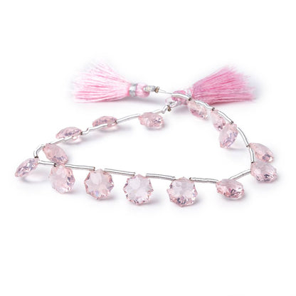 8-9mm Rose Quartz Concave Faceted Starburst Beads 8.5 inch 15 pieces AAA