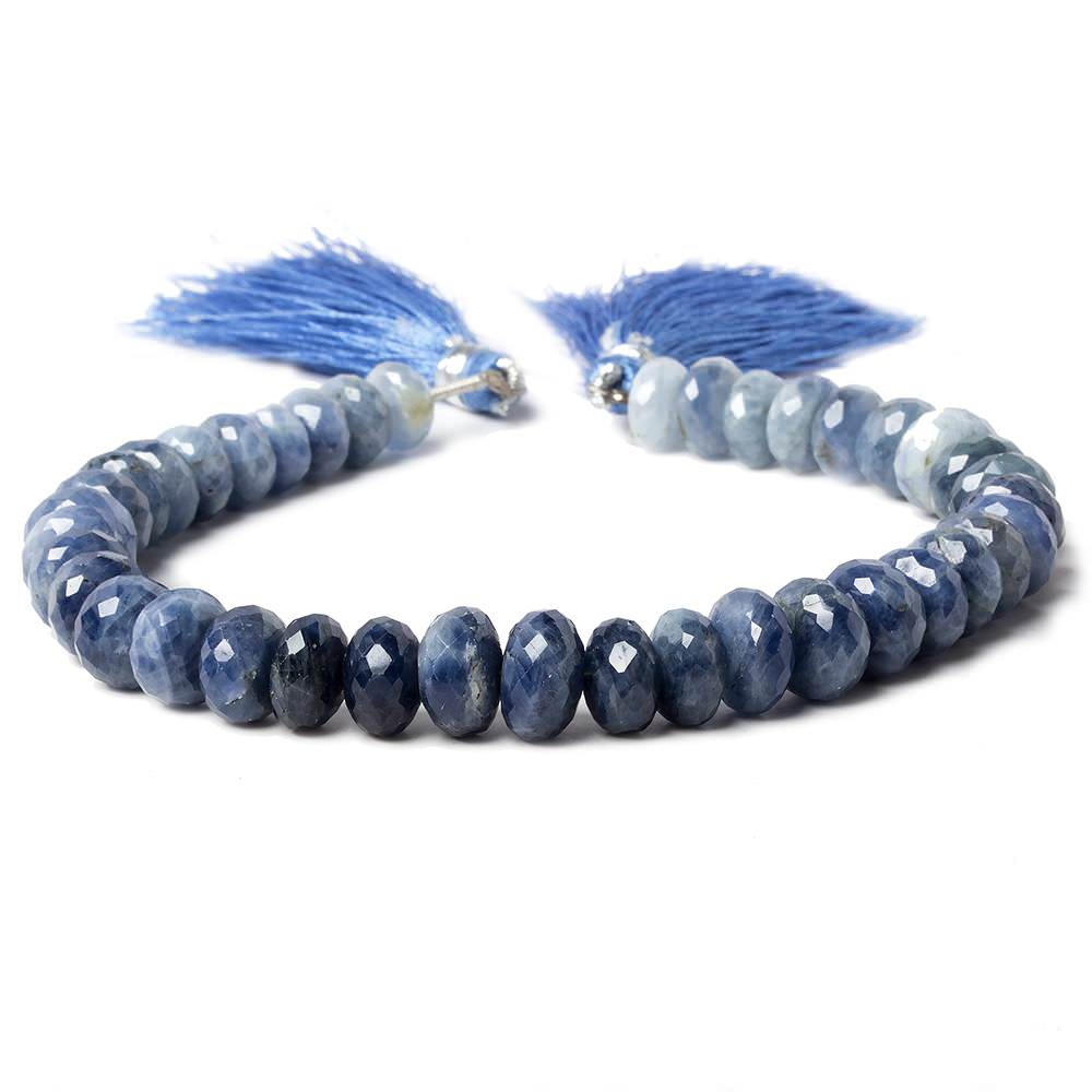 8-9mm Shaded Sapphire faceted rondelle beads 8 inch 39 pieces AA