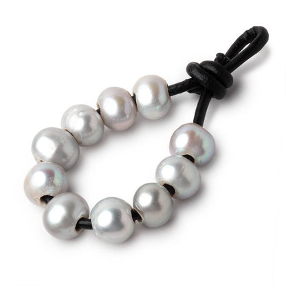 8-9mm Silver Large Hole Off Round Pearls Set of 10